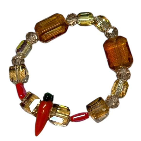 Elegant carrot Beaded Bracelet with Orange and Gold Accents - Picture 3 of 5